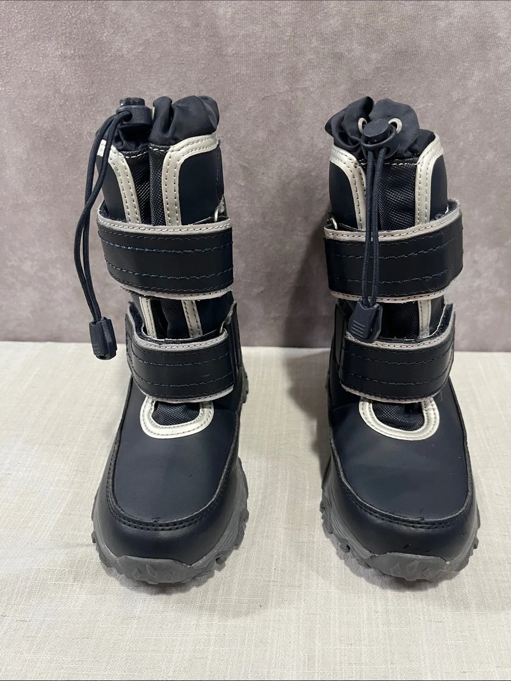 Lands’ End Winter Snow Boots with Easy Hook-and-Loop Closures dark navy size 11